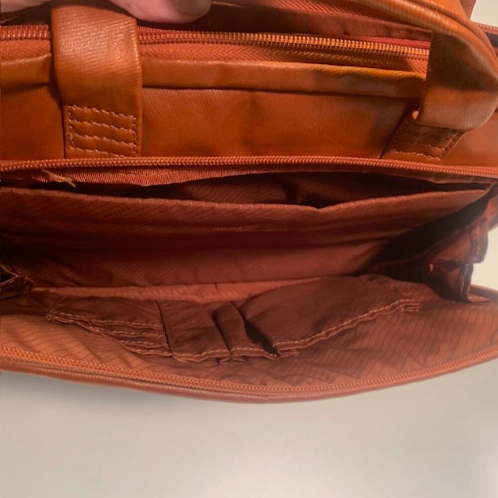 Tucano Brown Faux Leather Laptop Briefcase Top Handle Work Bag - Picture 7 of 7